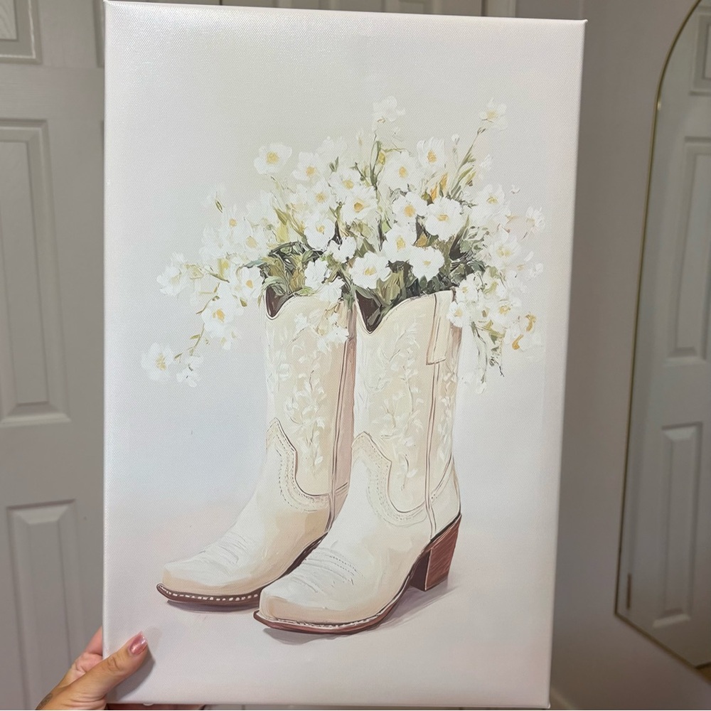 Floral Cowboy Boots Canvas Art